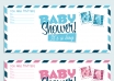Invitaciones para fiesta de Baby Shower en rosa y azul, niña o niño